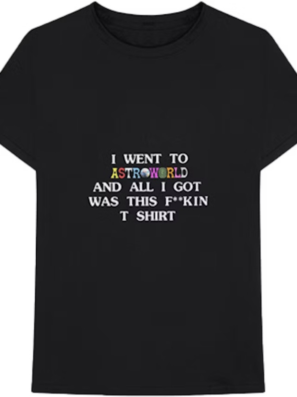 Cactus Jack by Travis Scott Black Tee with White 'WISH YOU WERE HERE' Print